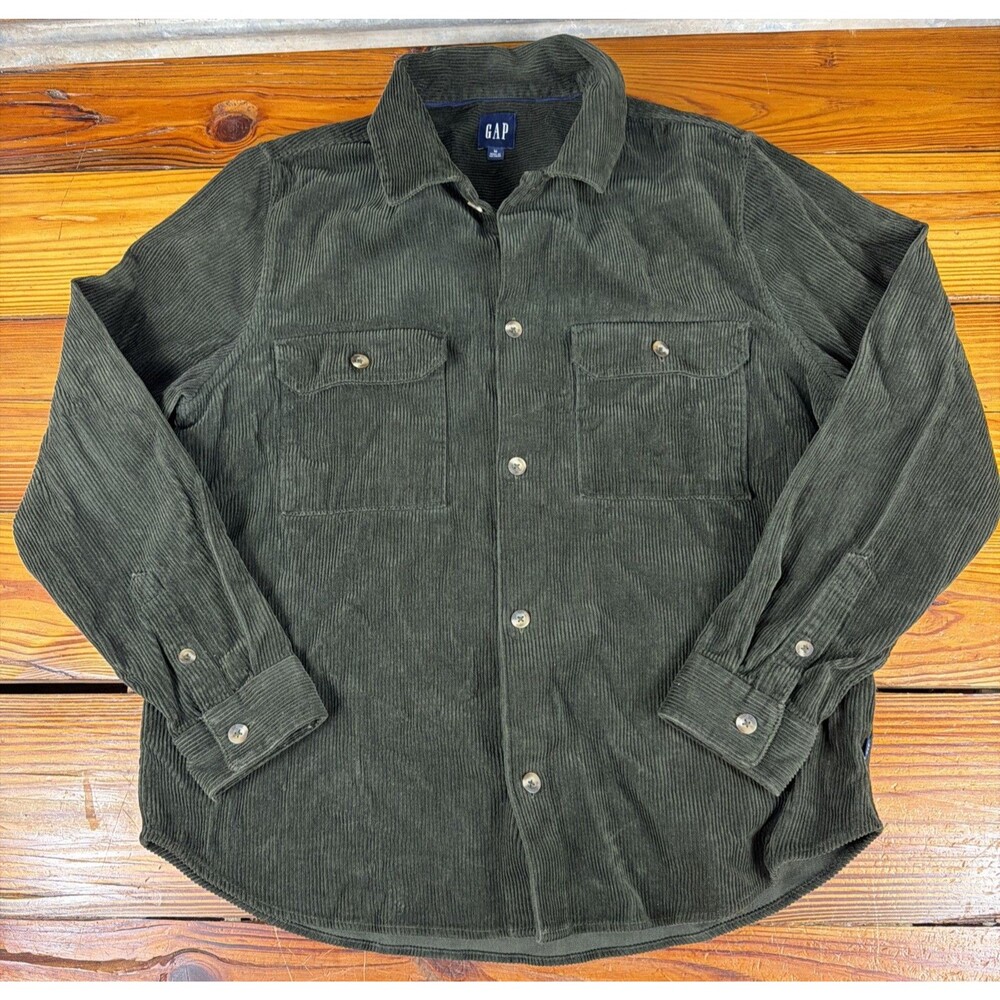 Vintage 90s Gap Corduroy Shirt Men's Size M Button Up Work Preppy Y2K